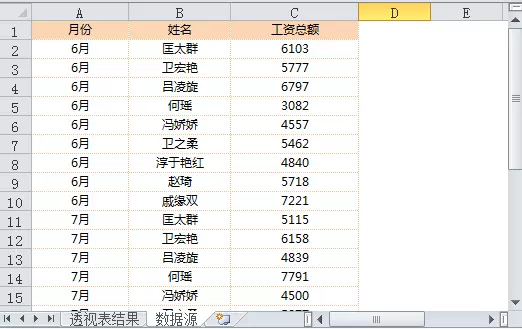 通过EXCEL的数据透视表求数据差